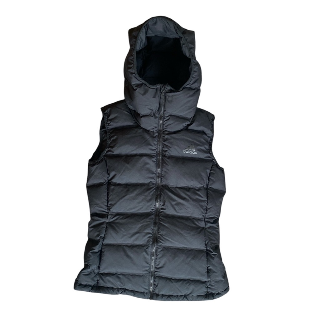 Adidas EUC Duck Down Hooded Black Puffer Vest, Women’s XS